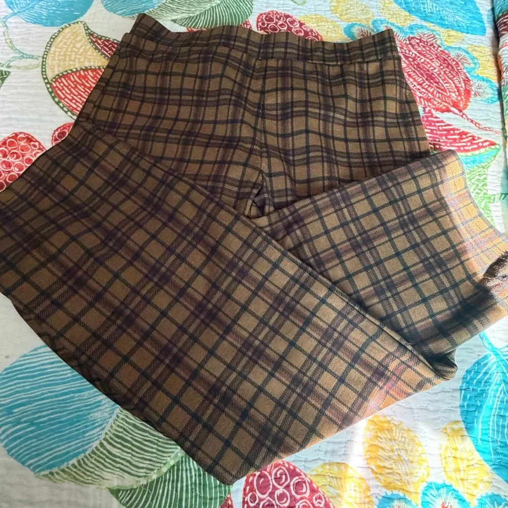 Sanctuary Brown Plaid Straight Leg Pants - Picture 3 of 4